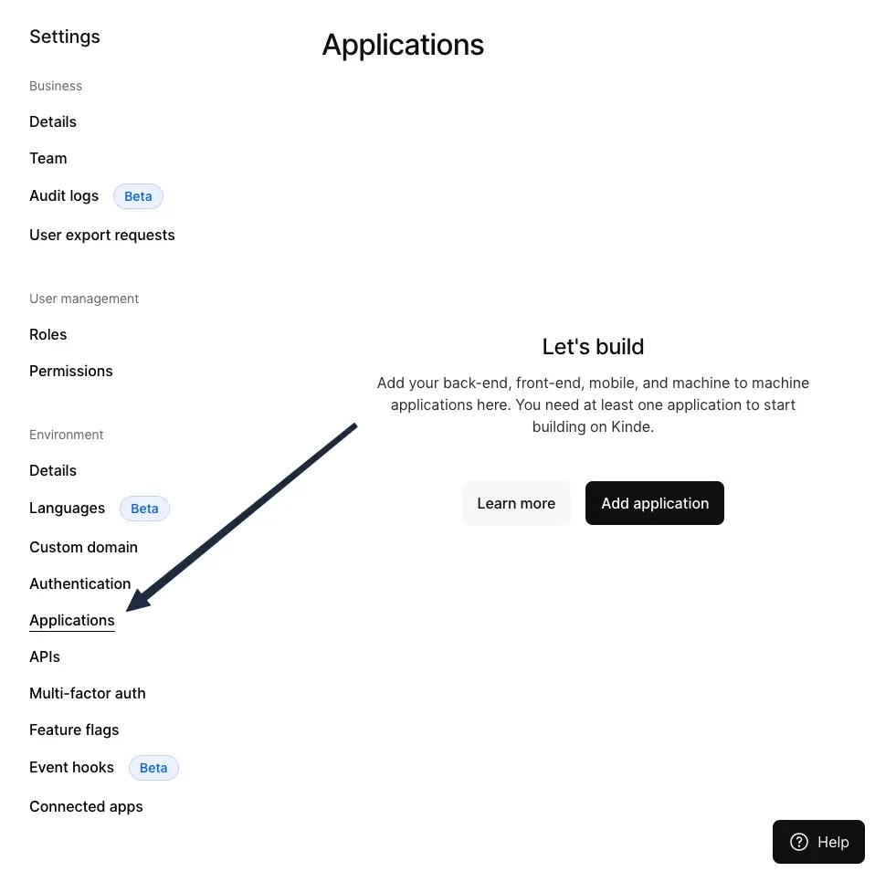 Screenshot of the Kinde dashboard