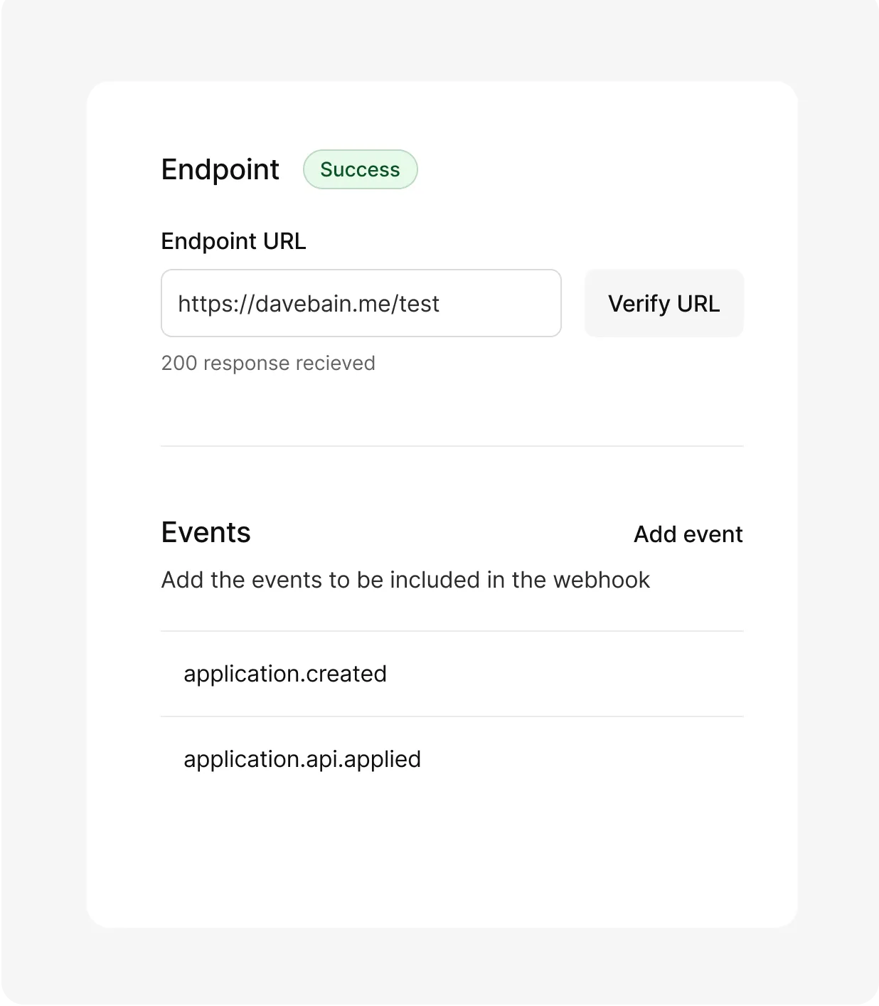 Kinde UI showing integrating webhooks