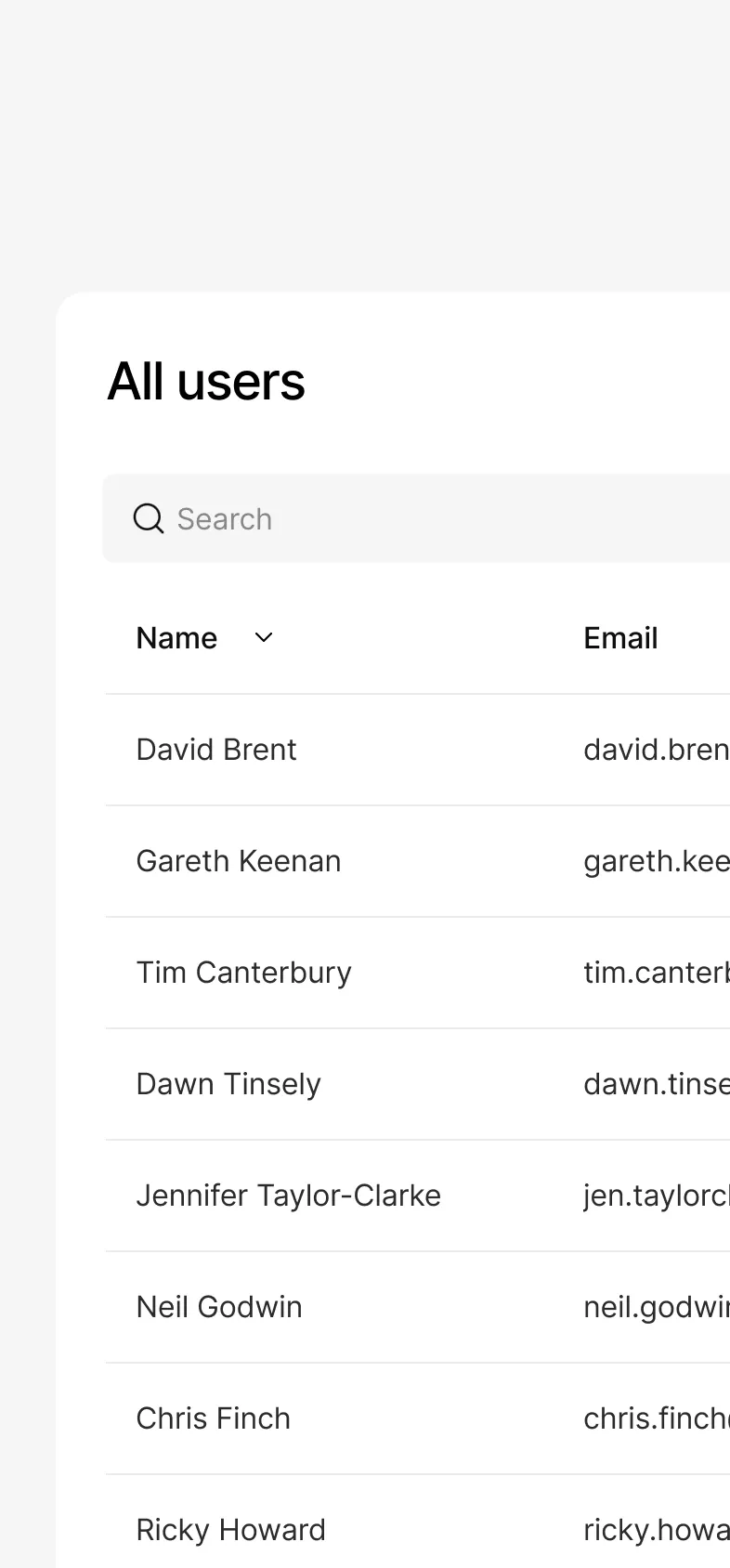 Image showing the user management dashboard in Kinde